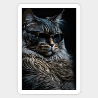 Cool cat portrait looking out in the distance with sun glasses Sticker